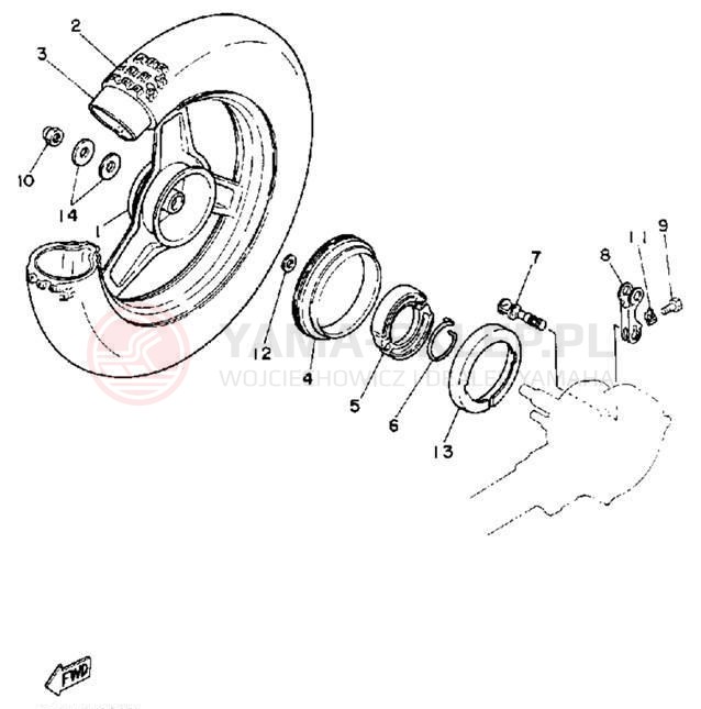 Schemat "Koło tył" do Yamaha Y-ZINGER PW50D