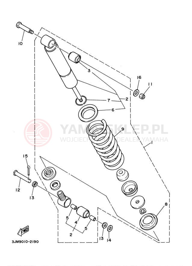 Schemat "zawieszenie tył" do Yamaha BLASTER YFS200S