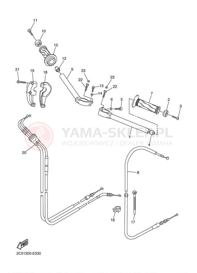 Schemat "Kierownica i osprzęt" do Yamaha R6 CA YZFR6WC/YZFR6W