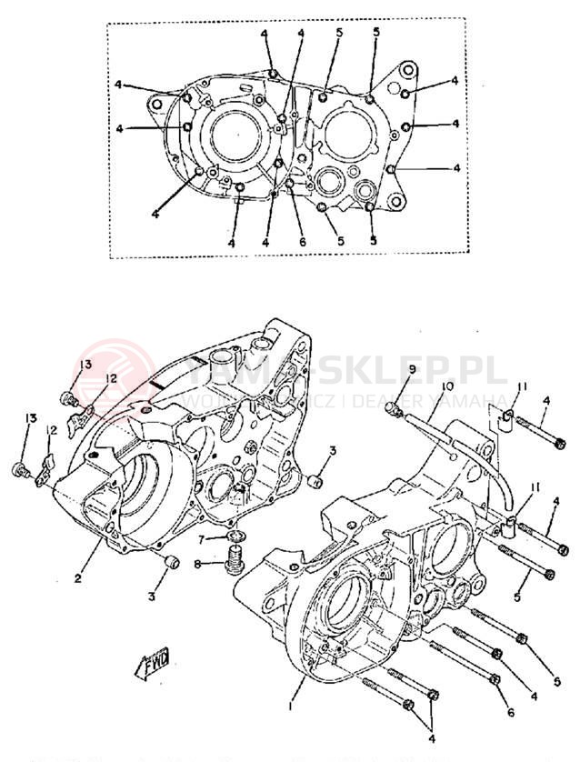 Schemat "Obudowa silnika" do Yamaha TY250A