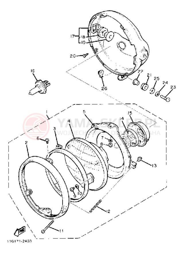 Schemat "Lampa przód" do Yamaha XJ1100J