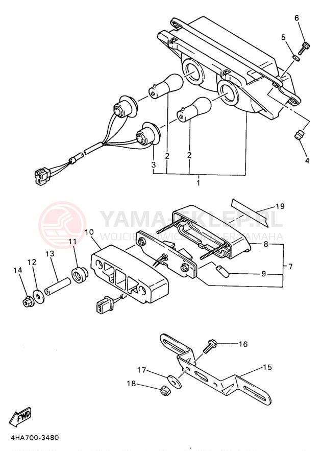 Schemat "lampa tył" do Yamaha YZF750RKC/YZF750RK