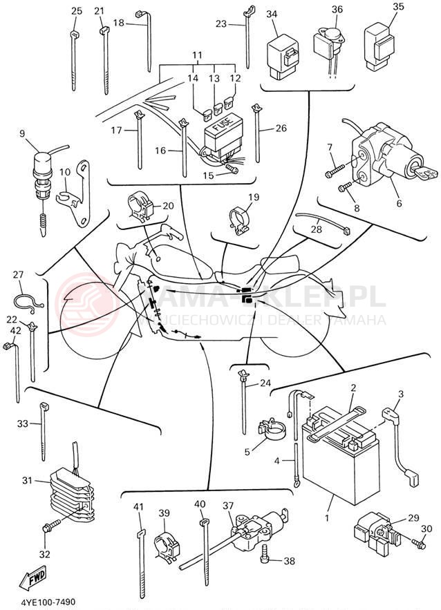 Schemat "układ elektryczny" do Yamaha XVZ13LTLC/XVZ13LTL