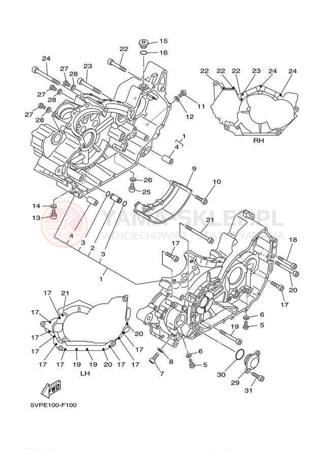 Schemat "Obudowa silnika" do Yamaha ROAD STAR XV17AWW/XV17AWWC