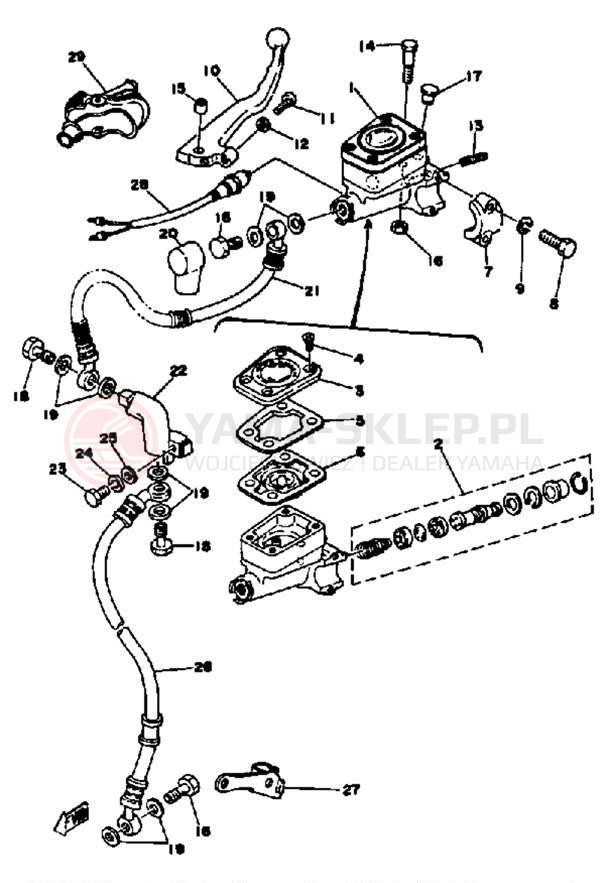 Schemat "Pompa hamulcowa przednia, przewód" do Yamaha XS650SF