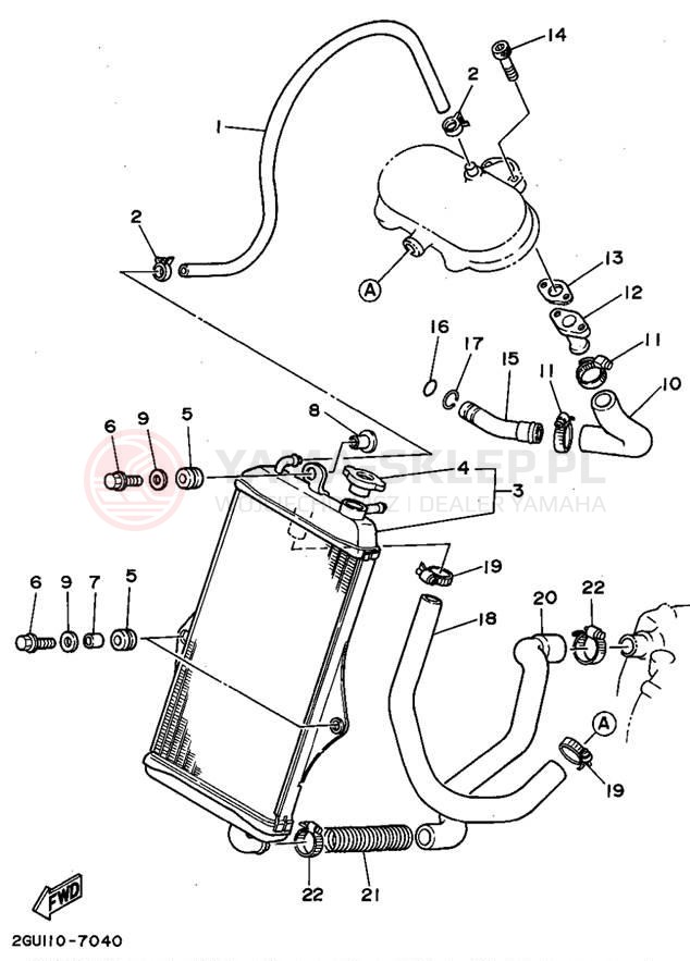 Schemat "Układ chlodzenia" do Yamaha BANSHEE YFZ350G
