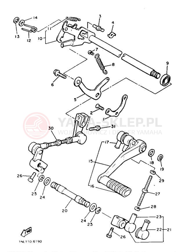 Schemat "Dźwignia zmiany biegów, wałek" do Yamaha XVZ13TC/XVZ13T