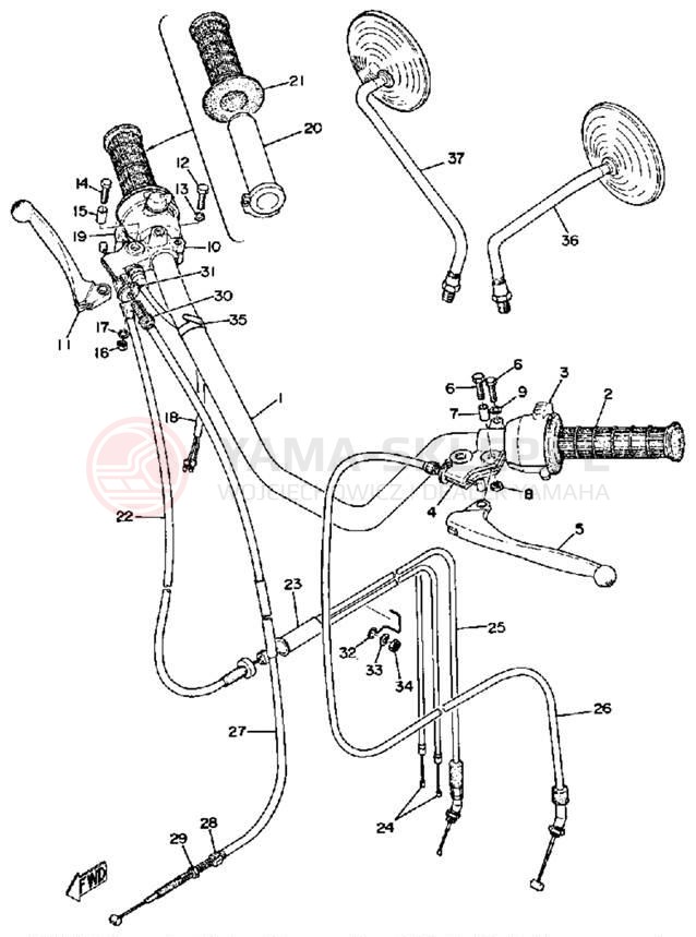 Schemat "Kierownica i osprzęt" do Yamaha RD125B
