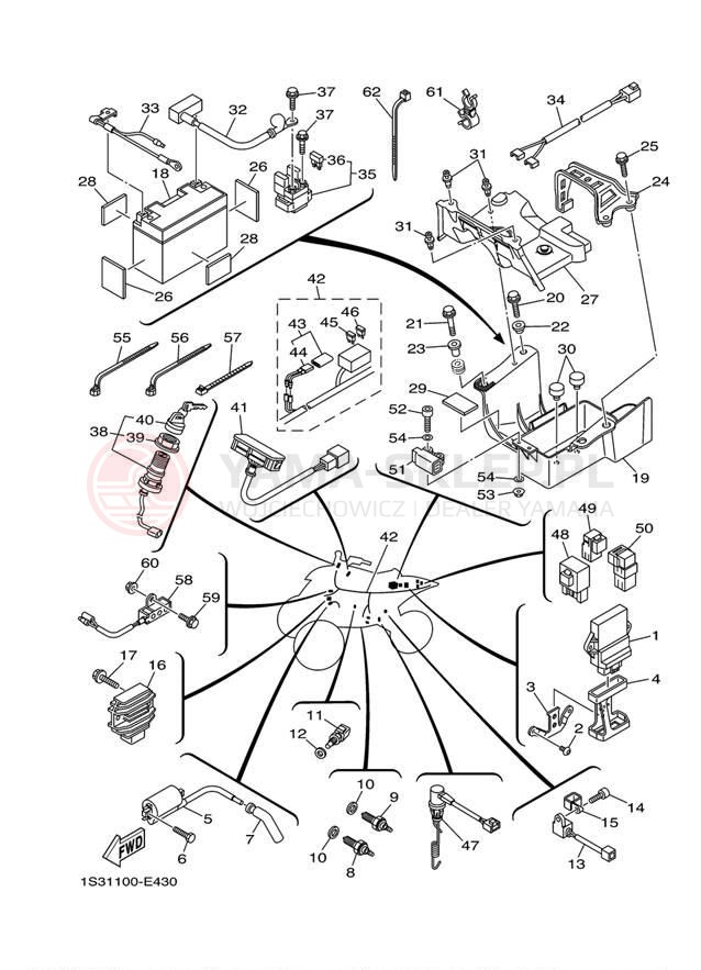 Schemat "układ elektryczny" do Yamaha RAPTOR 700 YFM70RXGY/YFM70RXL