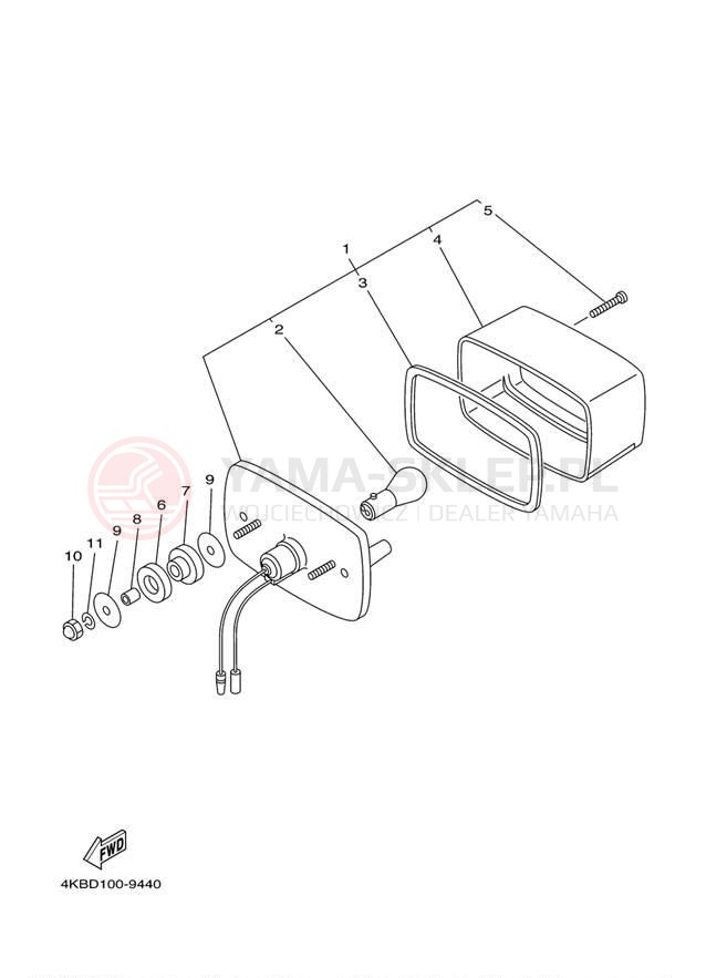 Schemat "lampa tył" do Yamaha WOLVERINE YFM350FXM/YFM350FXMC