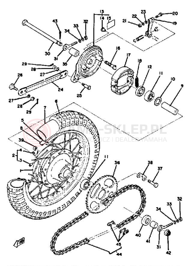 Schemat "Koło tył" do Yamaha GTMXC/GT80C