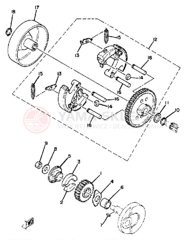 Schemat "sprzęgło" do Yamaha YAMAHOPPER QT50N