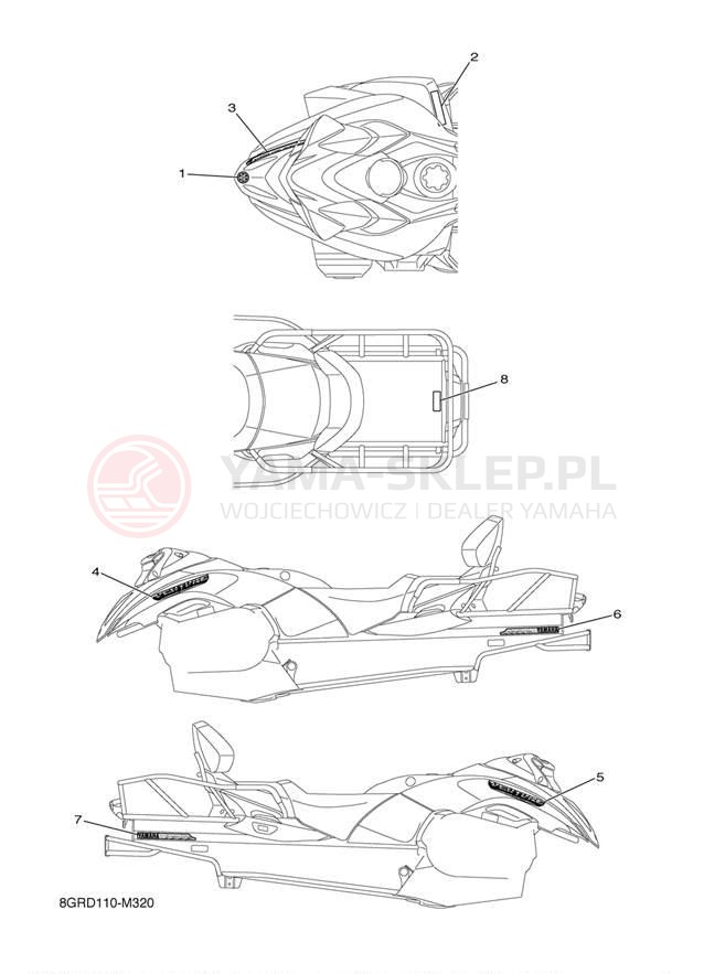 Schemat "naklejki" do Yamaha VENTURE MULTI PURPOSE PZ50MPDR