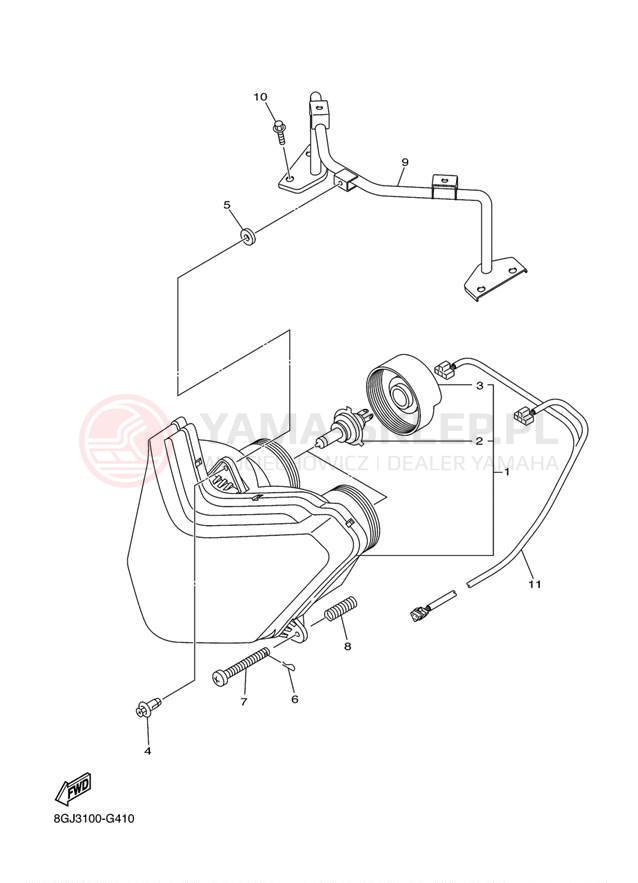 Schemat "Lampa przód" do Yamaha VENTURE MULTI PURPOSE PZ50MPDR