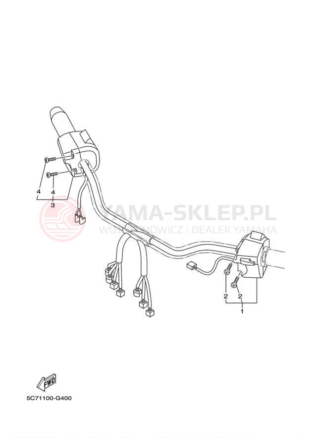Schemat "Kierownica i osprzęt" do Yamaha RAIDER XV19CYS/XV19CYCS