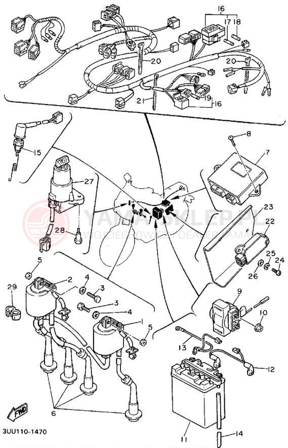Schemat "układ elektryczny" do Yamaha FZR600RFC