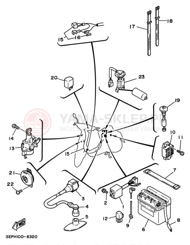 Schemat "układ elektryczny" do Yamaha RAZZ SH50J