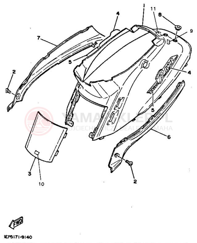 Schemat "Pokrywa boczna" do Yamaha RAZZ SH50MD