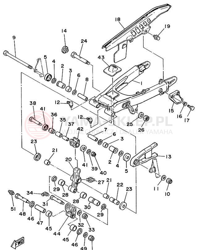 Schemat "wahacz" do Yamaha SEROW XT225HC/XT225H