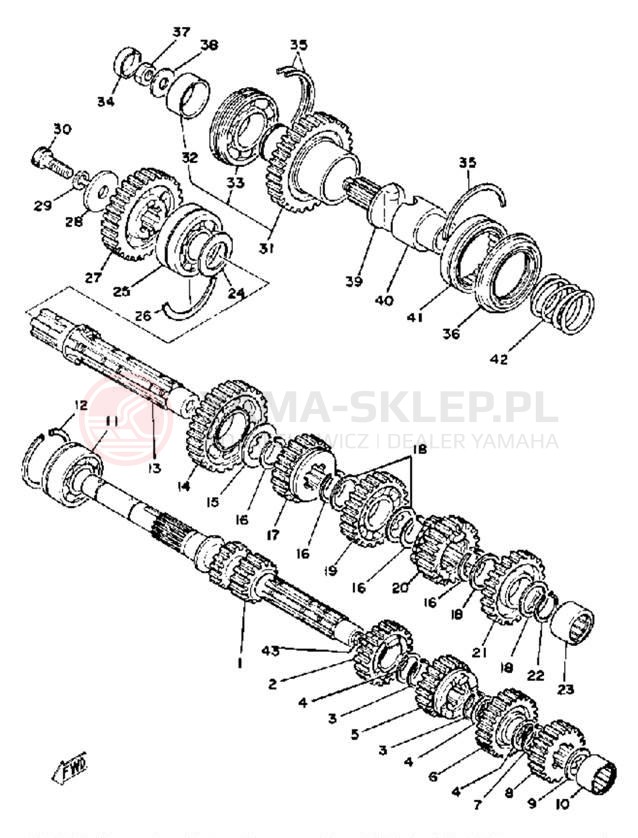Schemat "Skrzynia biegów " do Yamaha XS750E_227