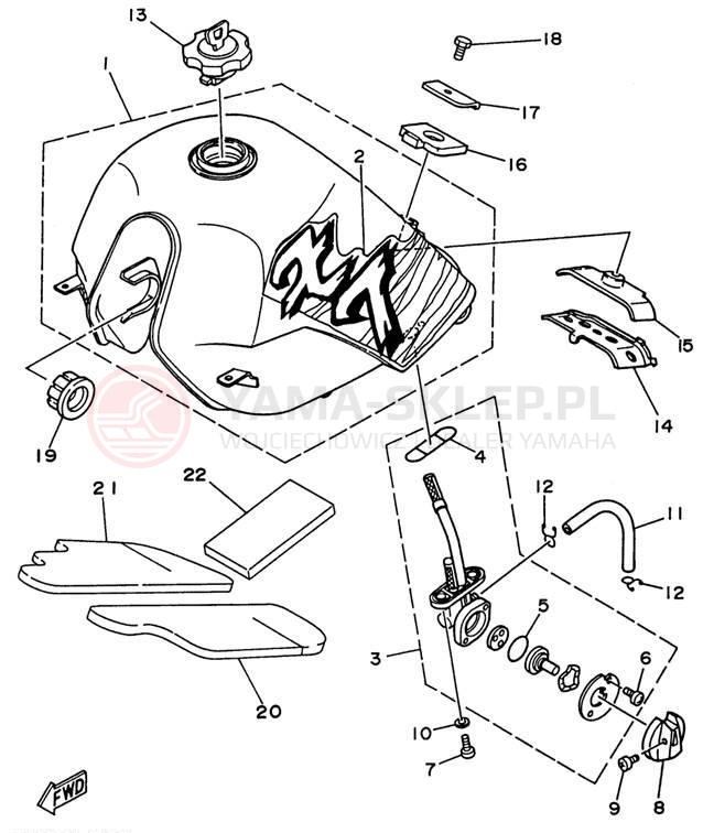 Schemat "zbiornik paliwa" do Yamaha SEROW XT225HC/XT225H