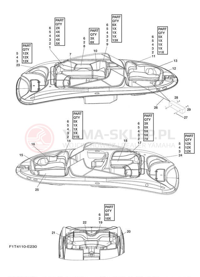 Schemat "Schowek pod siedzeniem," do Yamaha AR210 FRT1100CE
