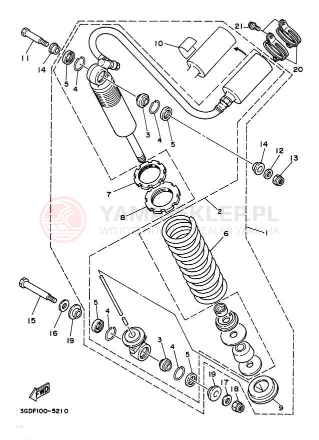 Schemat "zawieszenie tył" do Yamaha WARRIOR YFM350XJ/YFM350XJ_M
