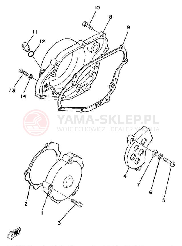 Schemat "Pokrywa silnika" do Yamaha IT250H