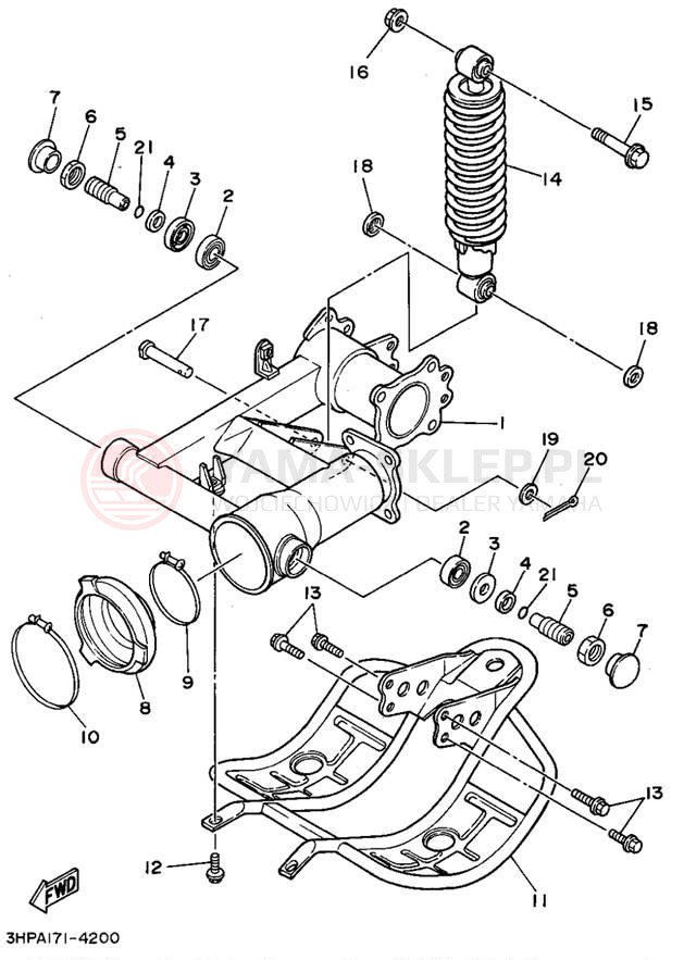 Schemat "REAR ARM - SUSPENSION" do Yamaha MOTO-4 YFM350ERF