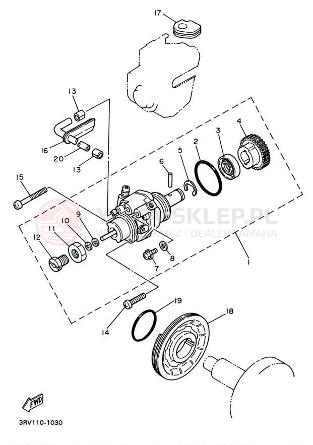 Schemat "Pompa olejowa" do Yamaha Y-ZINGER PW80H