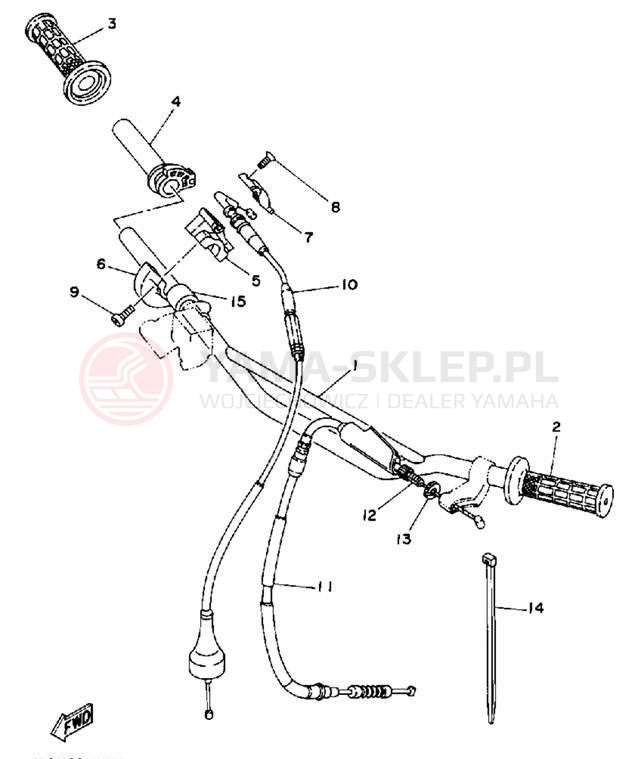 Schemat "Kierownica i osprzęt" do Yamaha WR250ZE