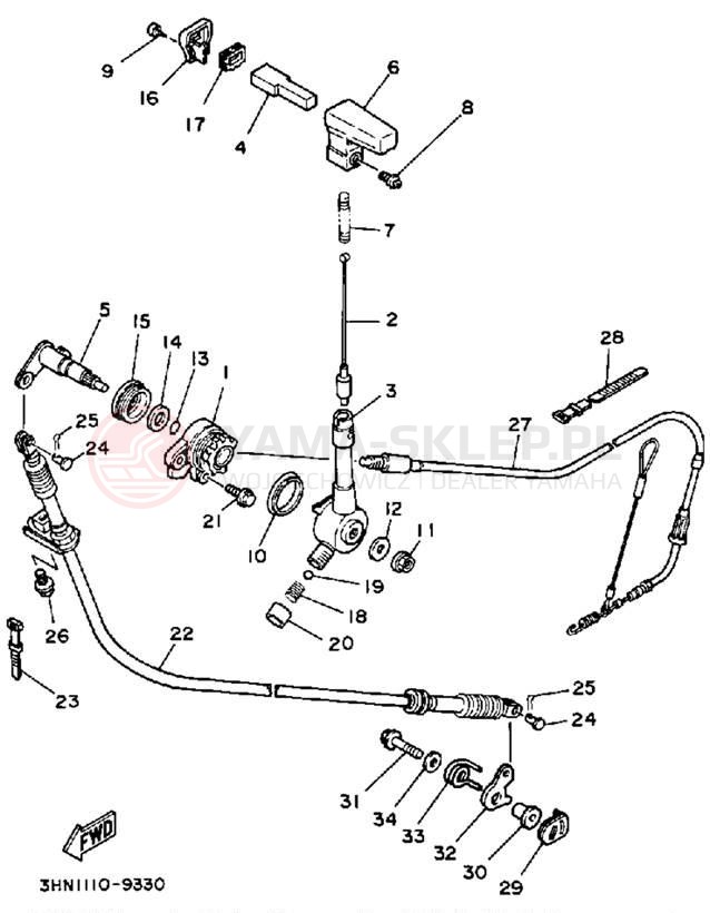 Schemat "dźwignia cofania" do Yamaha BIG BEAR 4WD YFM350FWA