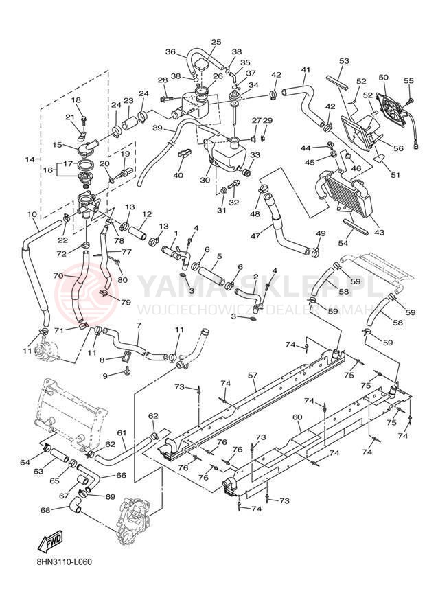 Schemat "Układ chlodzenia" do Yamaha APEX XTX RX10PXTBB/RX10PXTBL
