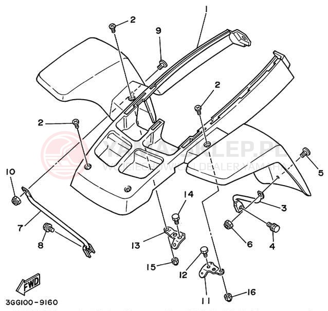 Schemat "Przedni błotnik" do Yamaha BANSHEE YFZ350L