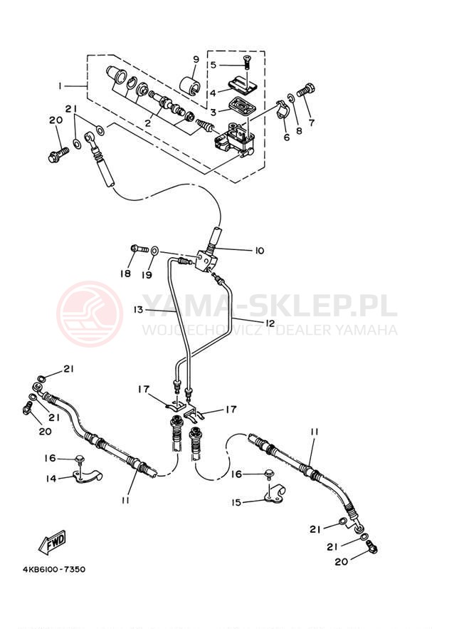 Schemat "Pompa hamulcowa przednia" do Yamaha WOLVERINE YFM350FXM/YFM350FXMC