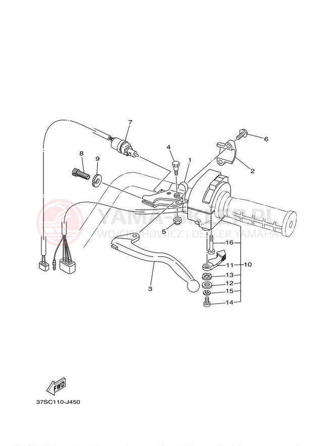 Schemat "Kierownica i osprzęt" do Yamaha GRIZZLY 450 EPS 4WD YFM45FGPBL