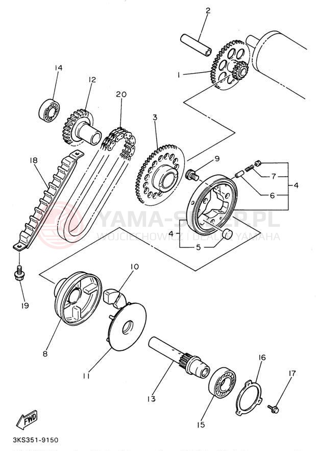 Schemat "rozrusznik" do Yamaha YZF750RHC/YZF750RH