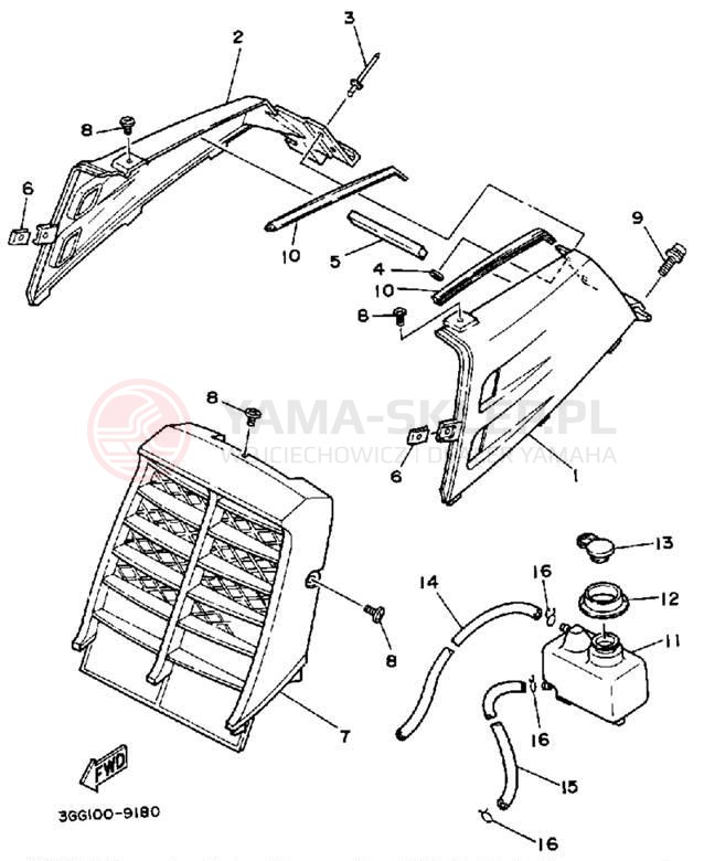 Schemat "Pokrywa boczna" do Yamaha BANSHEE YFZ350A