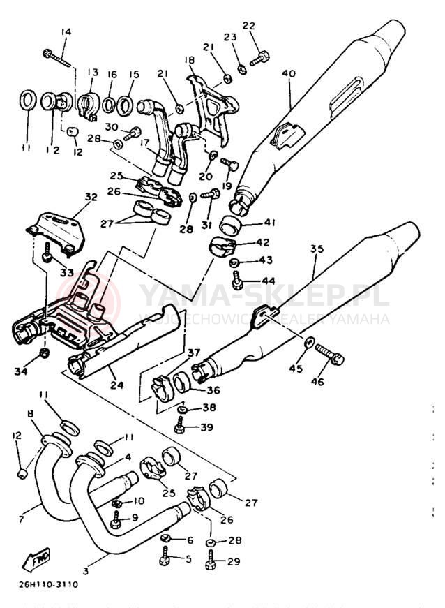 Schemat "Wydech końcowy" do Yamaha XVZ12DL/XVZ12DKC2
