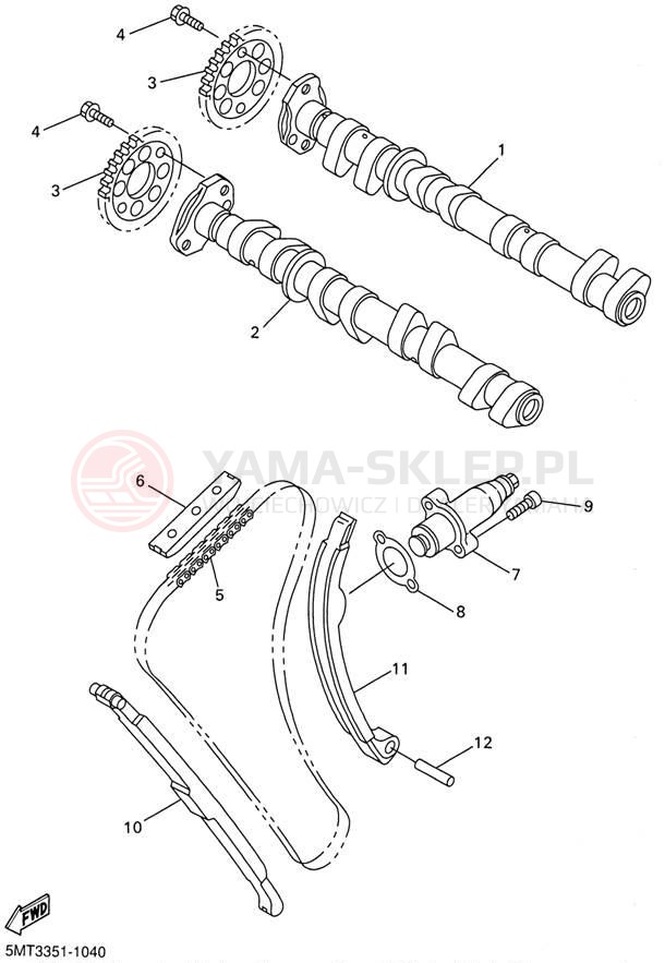 Schemat "Rozrząd - łańcuszek" do Yamaha YZFR6 YZFR6NC/YZFR6N