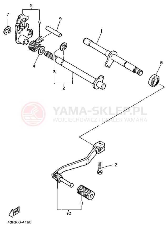 Schemat "Dźwignia zmiany biegów, wałek" do Yamaha XT600S/XT600SC