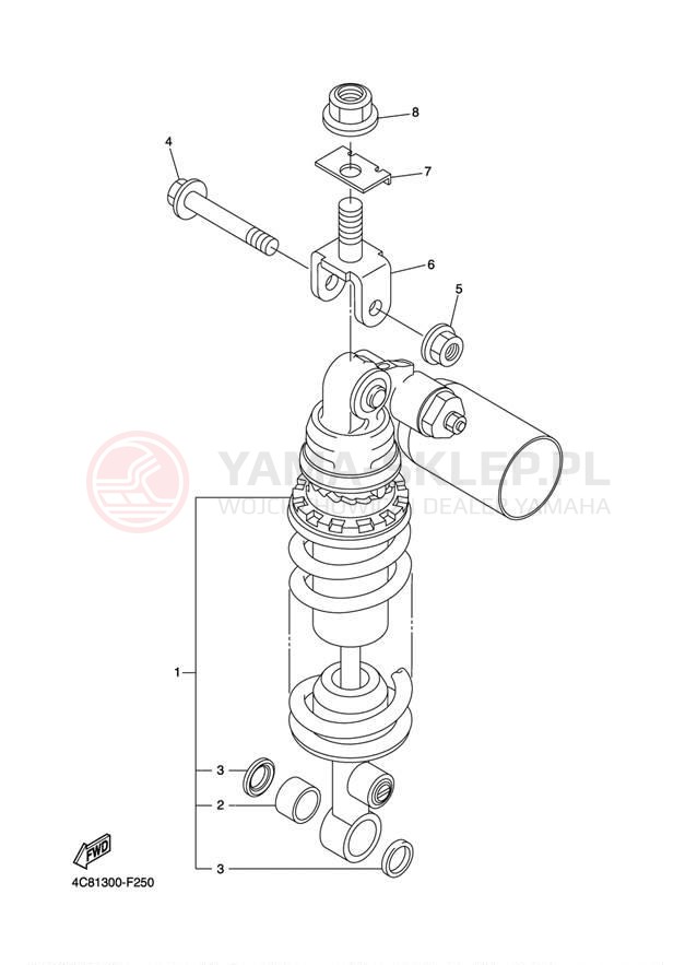 Schemat "zawieszenie tył" do Yamaha R1 YZFR1W/YZFR1WC