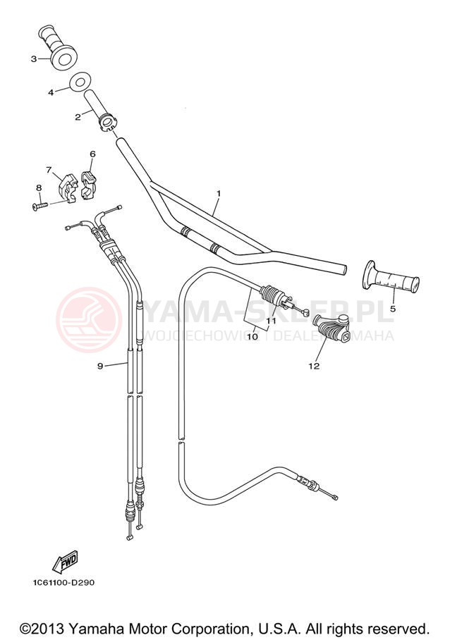Schemat "Kierownica i osprzęt" do Yamaha TT-R230 TTR230V