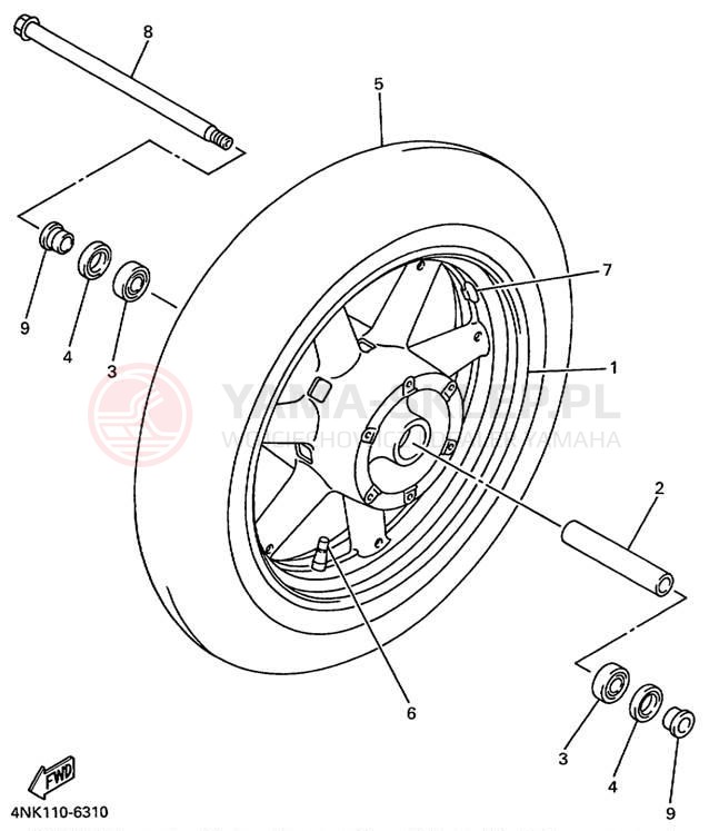 Schemat "Koło przód" do Yamaha XVZ13ATL/XVZ13ATLC