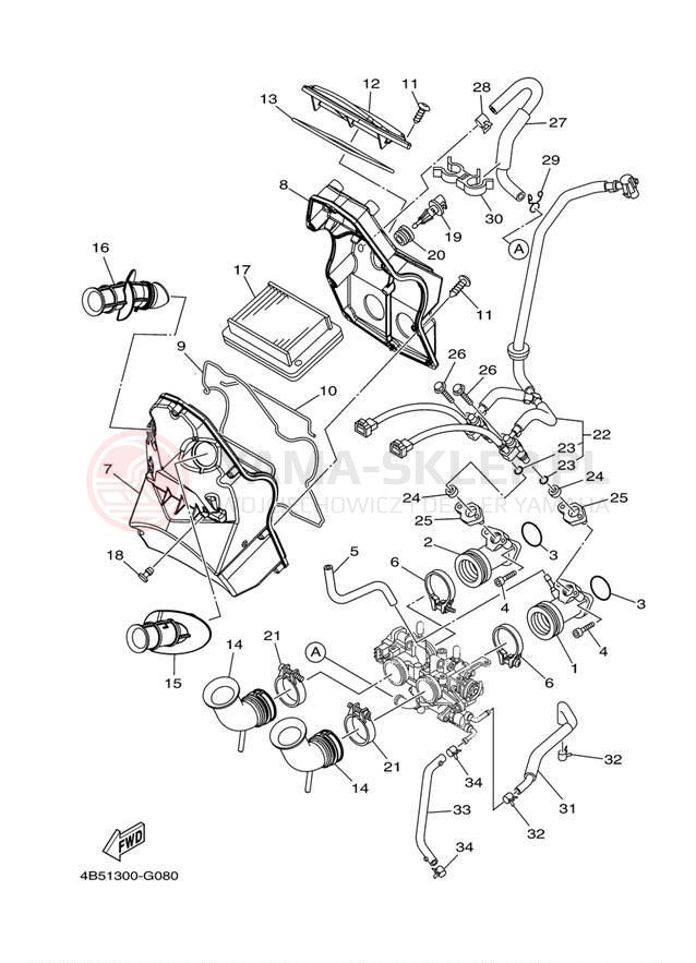 Schemat "Wtrysk paliwa" do Yamaha TMAX XP500AB