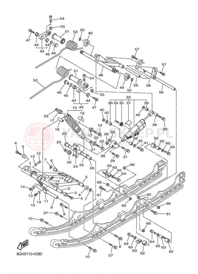 Schemat "Zawieszenie gąsiennicy" do Yamaha PHAZER RTX PZ50RTDW