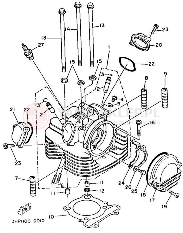 Schemat "głowica" do Yamaha BIG BEAR 4WD YFM350FWD