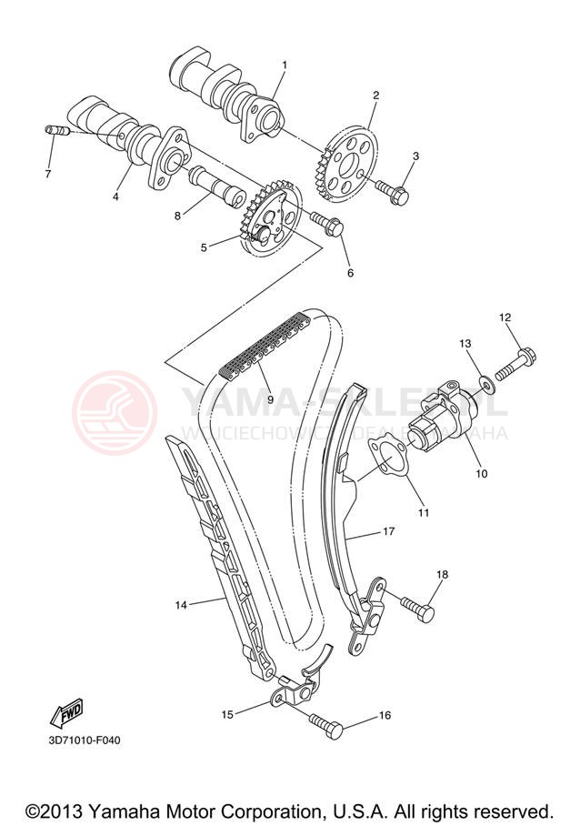Schemat "Rozrząd - łańcuszek" do Yamaha WR250R WR25RXCL/WR25RXL