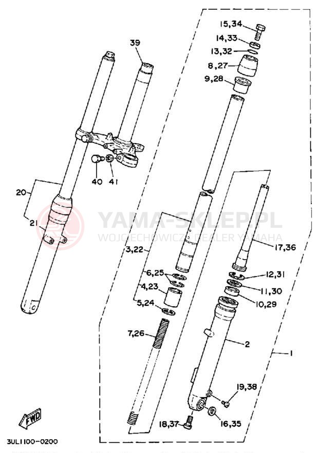 Schemat "Amortyzatory przód" do Yamaha RT100A
