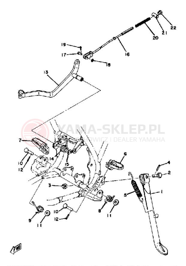 Schemat "Stopka postoj., dźw. Hamulca tył" do Yamaha YZ100E